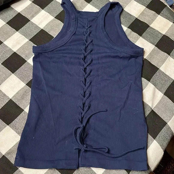 Suzette lace back top ONE SIZE navy - Picture 2 of 2